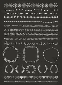 Hand-Drawn Seamless Borders and Design Elements Stock Illustration