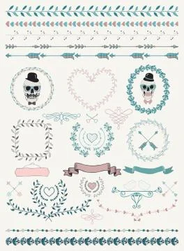 Hand-Drawn Seamless Borders and Design Elements Stock Illustration