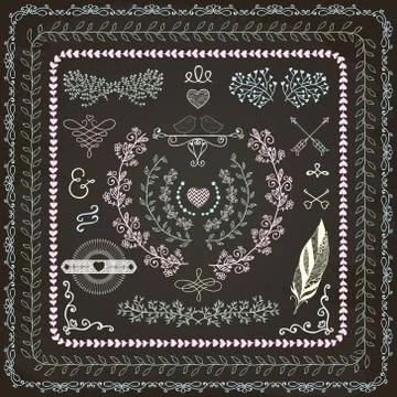 Hand-Drawn Seamless Borders and Design Elements Stock Illustration