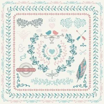 Hand-Drawn Seamless Borders and Design Elements Stock Illustration