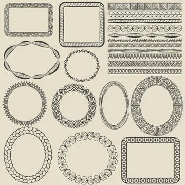 Hand-drawn seamless borders Stock Illustration