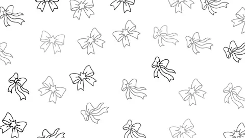 Hand Drawn Seamless Bow Pattern with Ribbons for Textile and Gift Wrap Design Stock Footage 345539150
