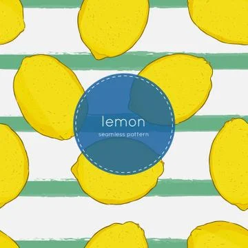Hand drawn seamless bright lemon pattern in vector Stock Illustration