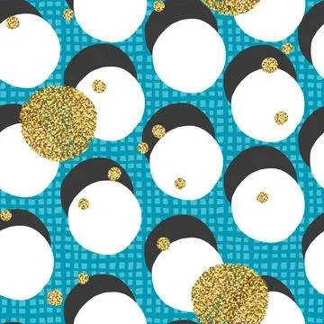 Hand drawn seamless cell pattern with golden dots on pink background. Vector  Stock Illustration