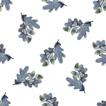 Hand drawn seamless christmas pattern. Fall winter themed background. Watercolor Stock Illustration