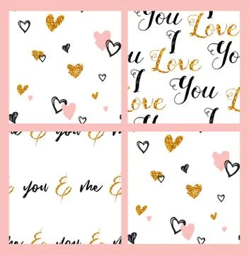 Hand-drawn seamless doodle pattern with hearts . seamless pattern collection Stock Illustration