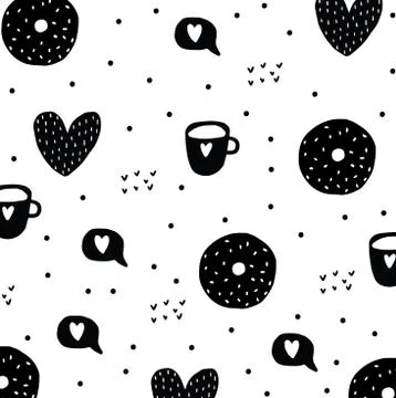 Hand drawn seamless doodle pattern Stock Illustration