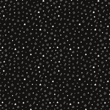 Hand drawn seamless doodle pattern of stars and lightnings Stock Illustration