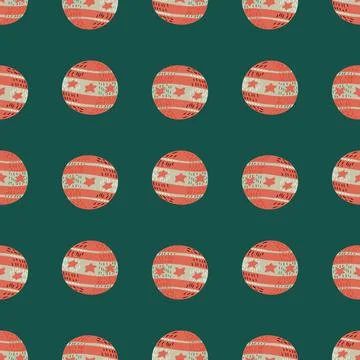 Hand drawn seamless doodle pattern with simple red and grey colored circus ba Stock Illustration