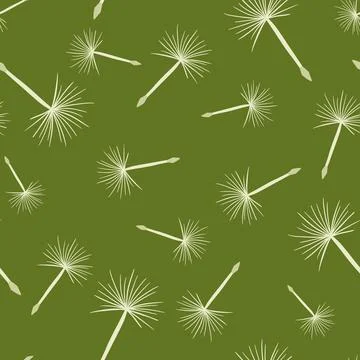 Hand drawn seamless doodle pattern with white dandelion elements ornament. Gr Stock Illustration