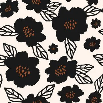 Hand Drawn Seamless Floral Pattern Stock Illustration