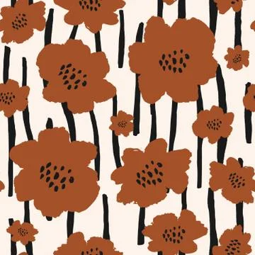 Hand Drawn Seamless Floral Pattern Stock Illustration