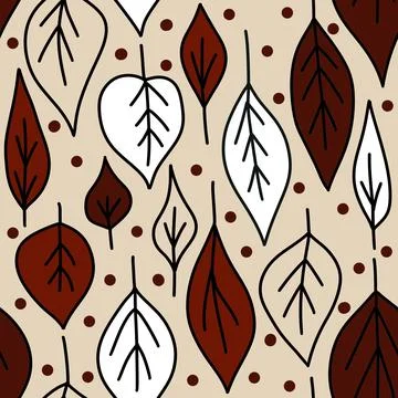Hand drawn seamless floral pattern with burgundy marsala flowers on neutral Stock Illustration