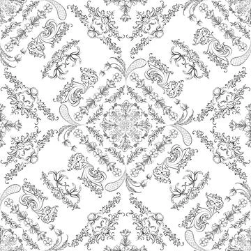 Hand drawn seamless floral pattern on a white background vector textile template Stock Illustration