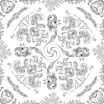Hand drawn seamless floral pattern on a white background vector textile template Illustrazione stock