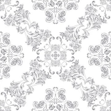 Hand drawn seamless floral pattern on a white background vector textile template Stock Illustration