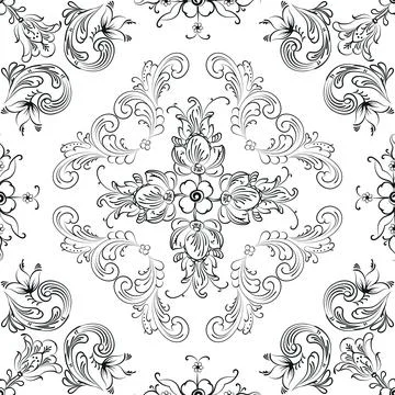 Hand drawn seamless floral pattern on a white background vector textile template 스톡 일러스트