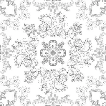 Hand drawn seamless floral pattern on a white background vector textile template 스톡 일러스트