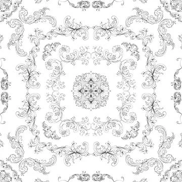 Hand drawn seamless floral pattern on a white background vector textile template Illustrazione stock