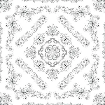 Hand drawn seamless floral pattern on a white background vector textile template Illustrazione stock