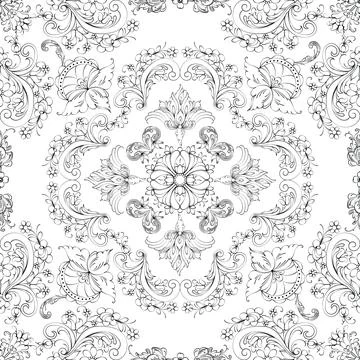 Hand drawn seamless floral pattern on a white background vector textile template 스톡 일러스트
