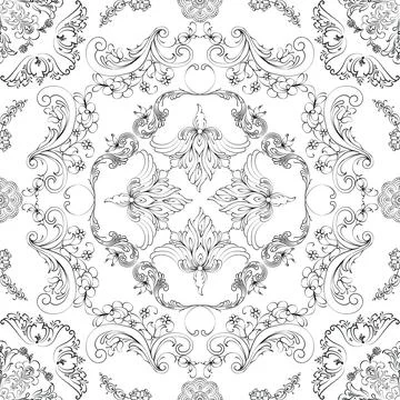 Hand drawn seamless floral pattern on a white background vector textile template Stock Illustration