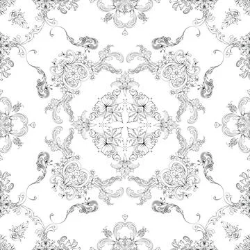 Hand drawn seamless floral pattern on a white background vector textile template Stock Illustration