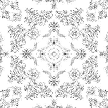 Hand drawn seamless floral pattern on a white background vector textile template Stock Illustration