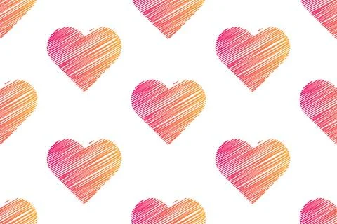 Hand drawn seamless heart pattern Illustrazione stock