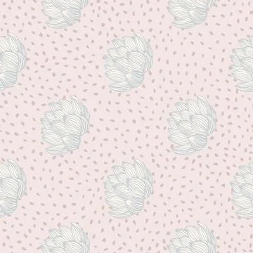 Hand drawn seamless light tones pattern with lotus flower elements. Light pin Stock Illustration