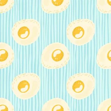 Hand drawn seamless meal pattern with eggs silouettes. Omelette healthy break Stock Illustration