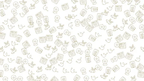 Hand drawn seamless music notes pattern on white background in light brown 스톡 동영상 336830475