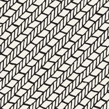 Hand drawn seamless pattern. Abstract geometric tiling background in black an Stock Illustration