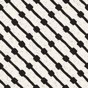 Hand drawn seamless pattern. Abstract geometric shapes background in black and Stock Illustration