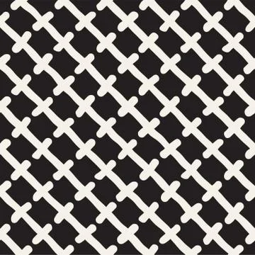 Hand drawn seamless pattern. Abstract geometric shapes background in black and Stock Illustration