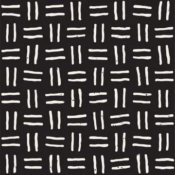 Hand drawn seamless pattern. Abstract geometric shapes background in black and Stock Illustration