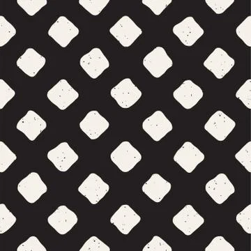 Hand drawn seamless pattern. Abstract geometric shapes background in black and Stock Illustration