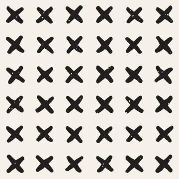 Hand drawn seamless pattern. Abstract geometric shapes background in black and Stock Illustration