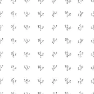Hand drawn seamless pattern with abstract cactus plant. Simple seamless cactus Stock Illustration