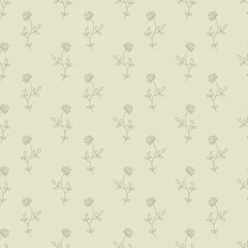 Hand drawn seamless pattern with abstract flowers Stock Illustration