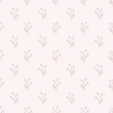 Hand drawn seamless pattern with abstract plants Stock Illustration