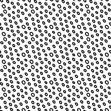 Hand drawn seamless pattern with abstract small linear circles. Black vector Stock Illustration