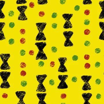 Hand drawn seamless pattern with african geometric ornament design print Stock Illustration