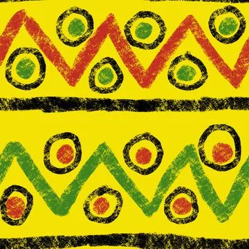 Hand drawn seamless pattern with african geometric ornament design print Stock Illustration