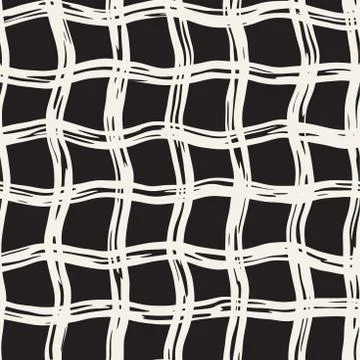 Hand drawn seamless pattern. Allover pattern with ink doodle grunge grid. Gra Stock Illustration