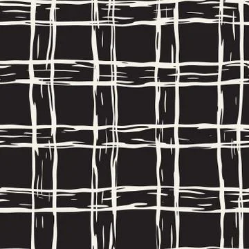 Hand drawn seamless pattern. Allover pattern with ink doodle grunge grid. Gra Stock Illustration