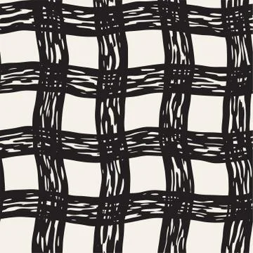 Hand drawn seamless pattern. Allover pattern with ink doodle grunge grid. Gra Stock Illustration