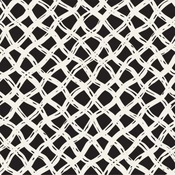 Hand drawn seamless pattern. Allover pattern with ink doodle grunge grid. Gra Stock Illustration