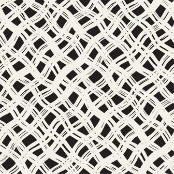 Hand drawn seamless pattern. Allover pattern with ink doodle grunge grid. Gra Illustrazione stock