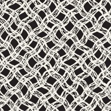 Hand drawn seamless pattern. Allover pattern with ink doodle grunge grid. Gra Stock Illustration